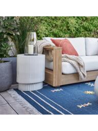 west elm Indoor/Outdoor Fluted Earthenware Side Table, White - thumbnail 3