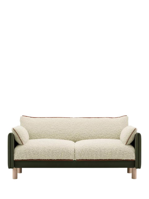 Cozmo Cozy 2 Seater Sofa, Dark Green Velvet Cream Piping - image 1