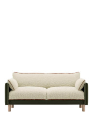 Cozmo Cozy 2 Seater Sofa, Dark Green Velvet Cream Piping - thumbnail 1