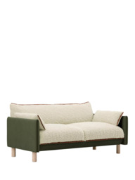 Cozmo Cozy 2 Seater Sofa, Dark Green Velvet Cream Piping - thumbnail 4