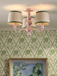 Joules Harewood 3 Arm Semi Flush Pendant Ceiling Light, Pink - thumbnail 2