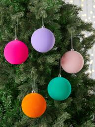 John Lewis Flocked Baubles, Box of 10, Multi - thumbnail 2