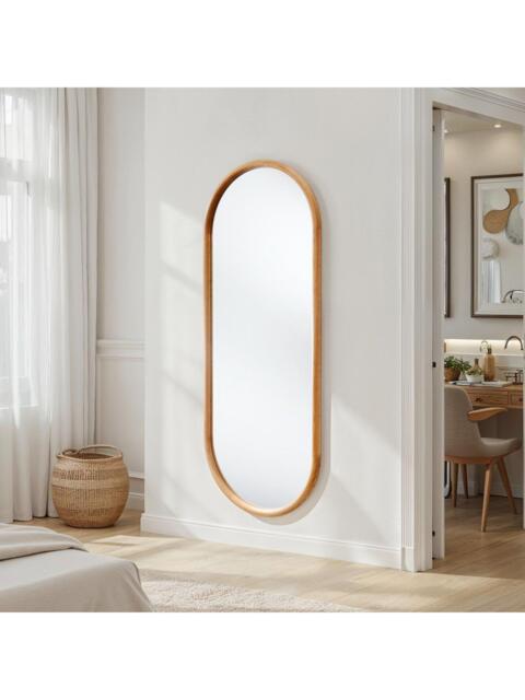 Yearn Quebec Solid Oak Wood Oval Wall Mirror, 150 x 60cm - image 1