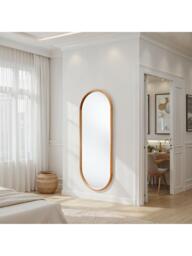 Yearn Quebec Solid Oak Wood Oval Wall Mirror, 150 x 60cm - thumbnail 4