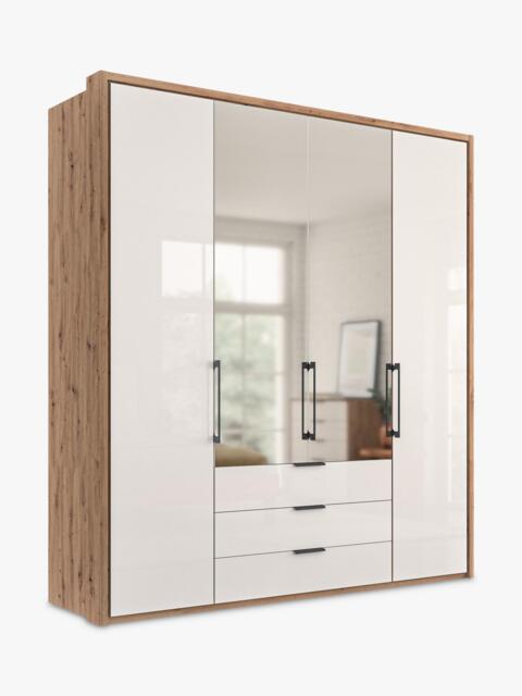 John Lewis Osaka 2m Bi-Fold Wardrobe with 2 Glass Doors, 2 Mirrored Doors & 3 Glass Drawers - image 1