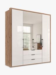 John Lewis Osaka 2m Bi-Fold Wardrobe with 2 Glass Doors, 2 Mirrored Doors & 3 Glass Drawers - thumbnail 1