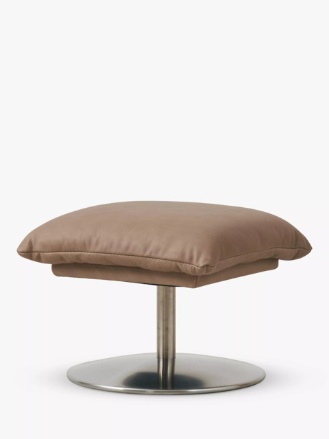 Halo Boss Leather Footstool, Steel Leg, Tipped Taupe - image 1