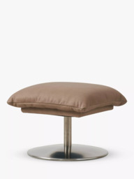 Halo Boss Leather Footstool, Steel Leg, Tipped Taupe
