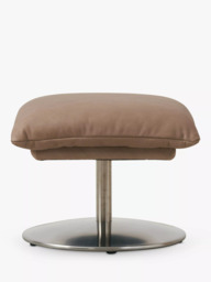 Halo Boss Leather Footstool, Steel Leg, Tipped Taupe - thumbnail 3
