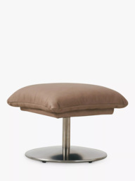Halo Boss Leather Footstool, Steel Leg, Tipped Taupe - thumbnail 4