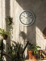Brookpace Lascelles Roman Numeral Outdoor Wall Clock with Temperature & Humidity, 36cm, Cream - thumbnail 4