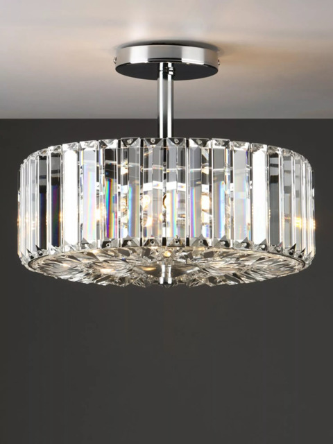 Laura Ashley Fernhurst Crystal Semi-Flush Ceiling Light, Clear/Polished Chrome - image 1