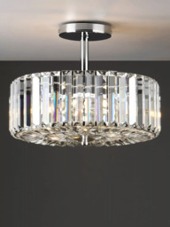 Laura Ashley Fernhurst Crystal Semi-Flush Ceiling Light, Clear/Polished Chrome