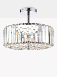 Laura Ashley Fernhurst Crystal Semi-Flush Ceiling Light, Clear/Polished Chrome - thumbnail 3