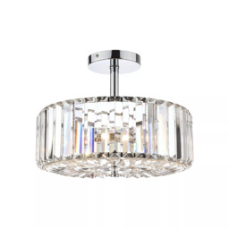 Laura Ashley Fernhurst Crystal Semi-Flush Ceiling Light, Clear/Polished Chrome - thumbnail 5
