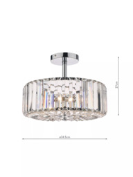 Laura Ashley Fernhurst Crystal Semi-Flush Ceiling Light, Clear/Polished Chrome - thumbnail 6