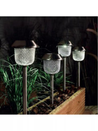 NOMA Solar Mesh Stake Lights, Set of 4, White - thumbnail 1