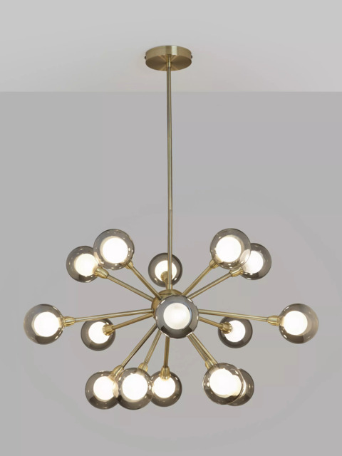 John Lewis Huxley Chandelier Ceiling Light, Smoke/Antique Brass - image 1