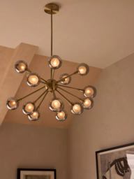 John Lewis Huxley Chandelier Ceiling Light, Smoke/Antique Brass - thumbnail 2