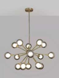 John Lewis Huxley Chandelier Ceiling Light, Smoke/Antique Brass