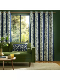 Orla Kiely Sycamore Stripe Pair Lined Eyelet Curtains, Space Blue - thumbnail 1