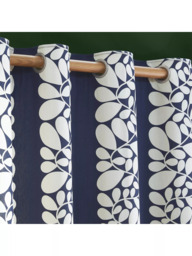Orla Kiely Sycamore Stripe Pair Lined Eyelet Curtains, Space Blue - thumbnail 3
