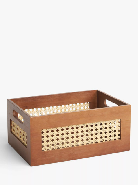 John Lewis Poly Rattan and Bamboo Open Top Storage Box, Cherry Wood - image 1