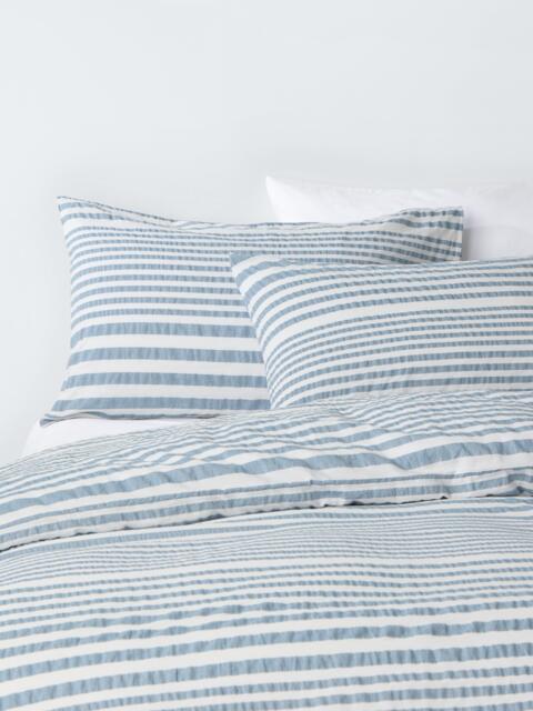 John Lewis Variegated Stripe Seersucker Cotton Rich Duvet Cover Set, Blue - image 1