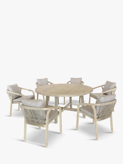 KETTLER Cora 6-Seater Round Garden Dining Table & Chairs Set, FSC-Certified (Acacia Wood), Natural - image 1