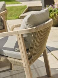 KETTLER Cora 6-Seater Round Garden Dining Table & Chairs Set, FSC-Certified (Acacia Wood), Natural - thumbnail 3