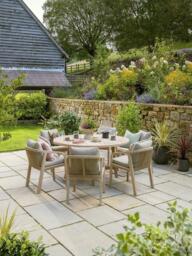 KETTLER Cora 6-Seater Round Garden Dining Table & Chairs Set, FSC-Certified (Acacia Wood), Natural - thumbnail 2