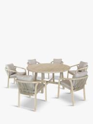 KETTLER Cora 6-Seater Round Garden Dining Table & Chairs Set, FSC-Certified (Acacia Wood), Natural - thumbnail 1