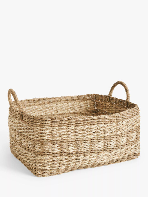 John Lewis Rectangular Seagrass Basket, Natural/White - image 1