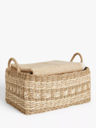 John Lewis Rectangular Seagrass Basket, Natural/White - thumbnail 2