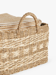 John Lewis Rectangular Seagrass Basket, Natural/White - thumbnail 3