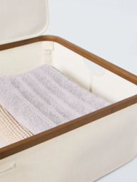 John Lewis Bamboo Rim Lidded Underbed Storage Basket, H19 x W76 x D45cm - thumbnail 3