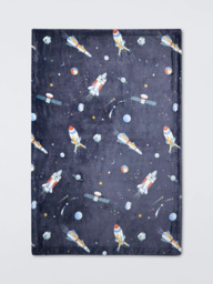 John Lewis Kids' Space Print Fleece Blanket, Navy - thumbnail 2