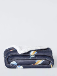 John Lewis Kids' Space Print Fleece Blanket, Navy - thumbnail 4