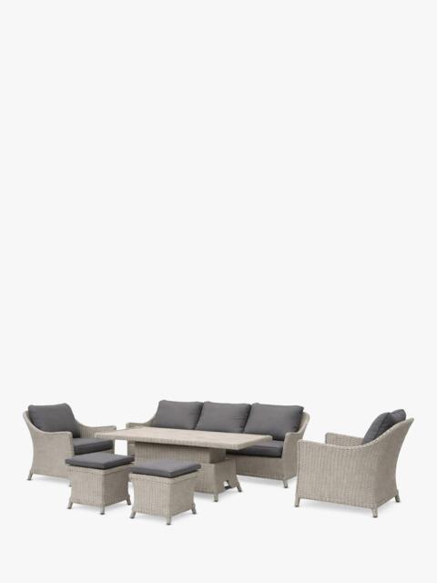 KETTLER Foxley Woven 7-Seater Casual Garden Dining Sofa Set with Height-Adjustable Table, Grey - image 1