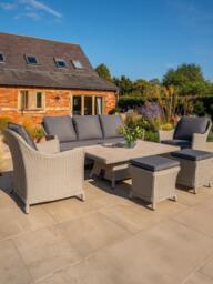 KETTLER Foxley Woven 7-Seater Casual Garden Dining Sofa Set with Height-Adjustable Table, Grey - thumbnail 2