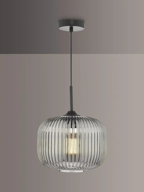 Där Demarius Smoked Glass Pendant Ceiling Light, Black - image 1