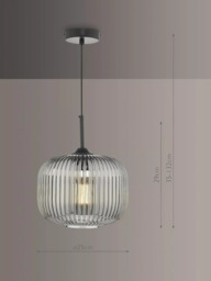 Där Demarius Smoked Glass Pendant Ceiling Light, Black - thumbnail 6