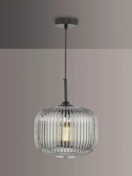 Där Demarius Smoked Glass Pendant Ceiling Light, Black - thumbnail 4