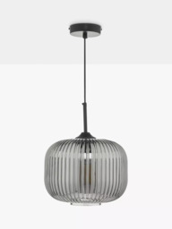 Där Demarius Smoked Glass Pendant Ceiling Light, Black - thumbnail 2