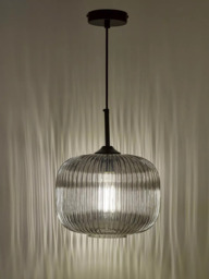 Där Demarius Smoked Glass Pendant Ceiling Light, Black - thumbnail 5