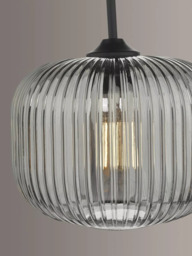 Där Demarius Smoked Glass Pendant Ceiling Light, Black - thumbnail 3