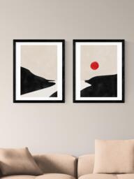 EAST END PRINTS The Print Republic 'Landscape' Framed Print, Set of 2, 53.4 x 43.4cm, Black - thumbnail 2
