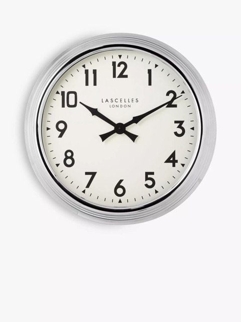 Lascelles Arabic Numeral Analogue Wall Clock, 60cm, Chrome - image 1