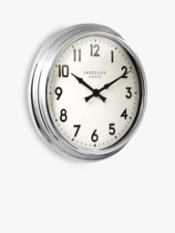 Lascelles Arabic Numeral Analogue Wall Clock, 60cm, Chrome - thumbnail 2