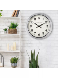 Lascelles Arabic Numeral Analogue Wall Clock, 60cm, Chrome - thumbnail 3